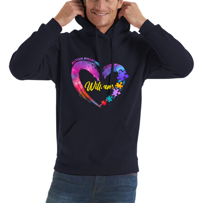 Personalised Autism Awareness Puzzle Pieces Your Name Autism Support Autistic Pride Autism Warrior Unisex Hoodie