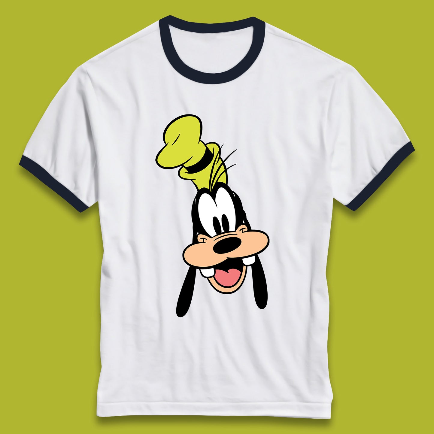 Disney Goofy Head Face Smiling Animated Cartoon Character Disney G.G. "Goofy" Goof Disney Vacation Disney World Trip Ringer T Shirt