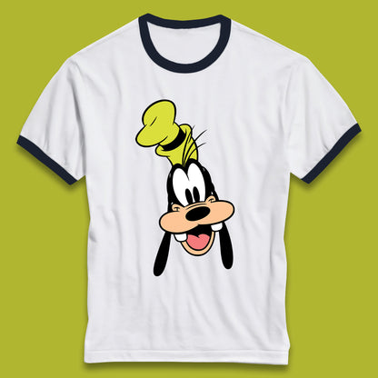 Disney Goofy Head Face Smiling Animated Cartoon Character Disney G.G. "Goofy" Goof Disney Vacation Disney World Trip Ringer T Shirt