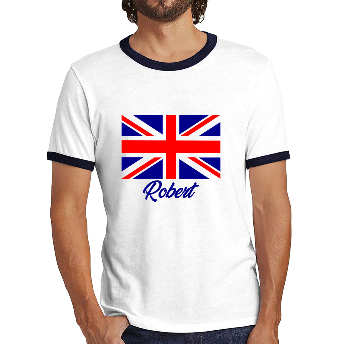 Personalised UK United Kingdom Flag Your Name Great Britain Union Jack Patriotism Proud British Citizen Long Live UK Forever Ringer T Shirt