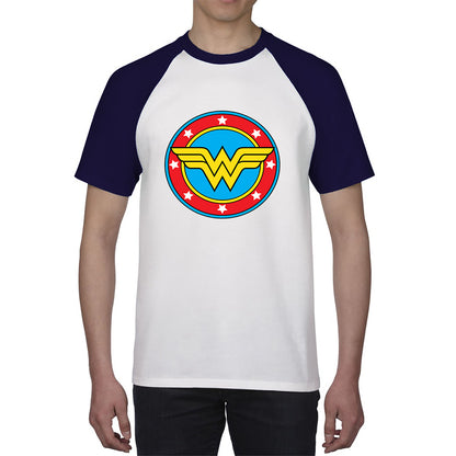 Wonder Woman Shield Logo Superhero Wonder Girl Comic Book Character Super Woman Baseball T Shirt