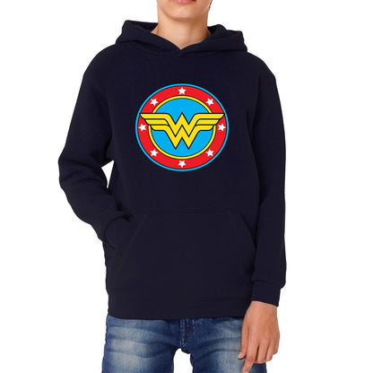 Wonder Woman Shield Logo Superhero Wonder Girl Comic Book Character Super Woman Kids Hoodie