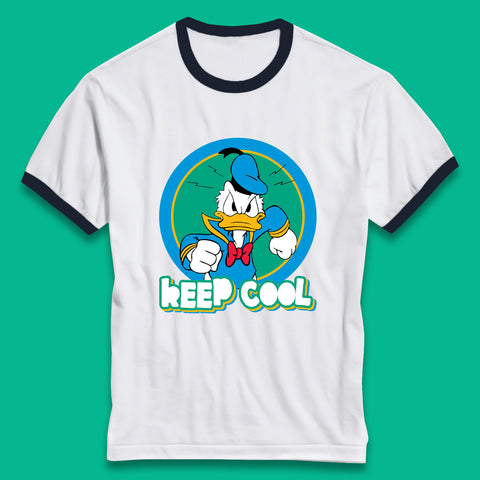 Keep Cool Donald Duck Animated Cartoon Character Angry Duck Disneyland Trip Disney Vacations Ringer T Shirt