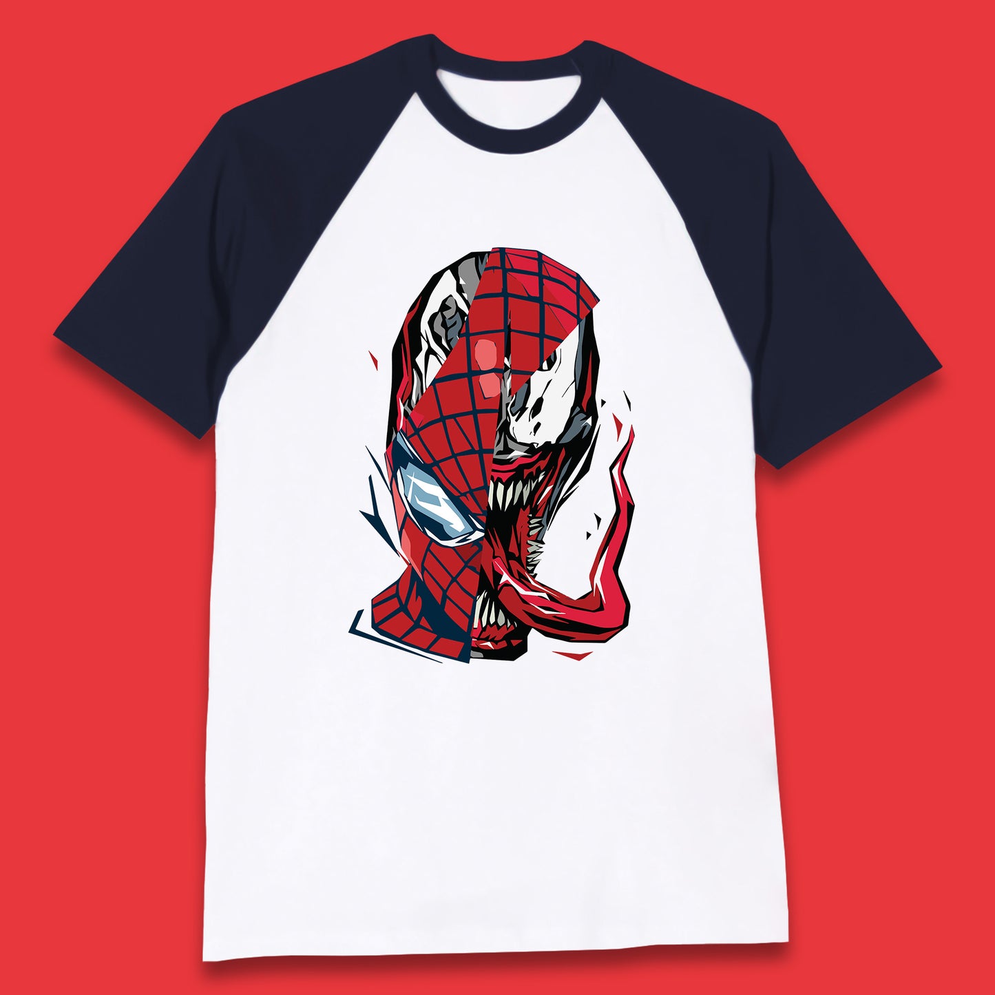 Marvel Spider-Man Maximum Venom Miles Morales Big Face Marvel Avenger Spider-Man & Venom Face Baseball T Shirt