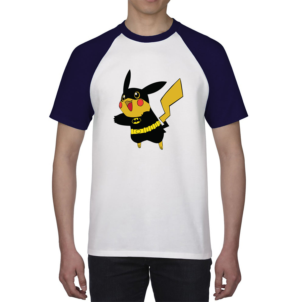 Pokémon Pikachu Batman Dc Comics Pikachu X Batman Mashup Pika-Bat Parody Baseball T Shirt