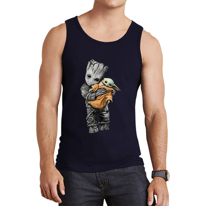 Baby Groot Holding Baby Yoda Avengers Hero Star Avenger Jedi Wars Star Wars Day 46th Anniversary Tank Top