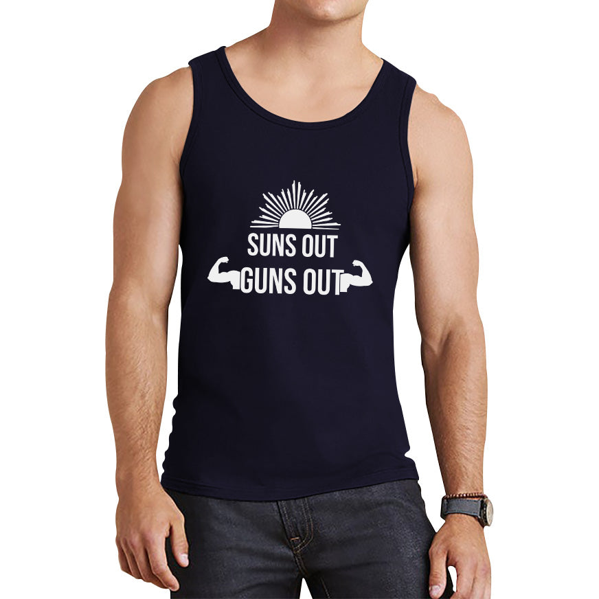 Sun Out Guns Out, Workout Gym Bodybuilding Weightlifting Motivation Tank Top
