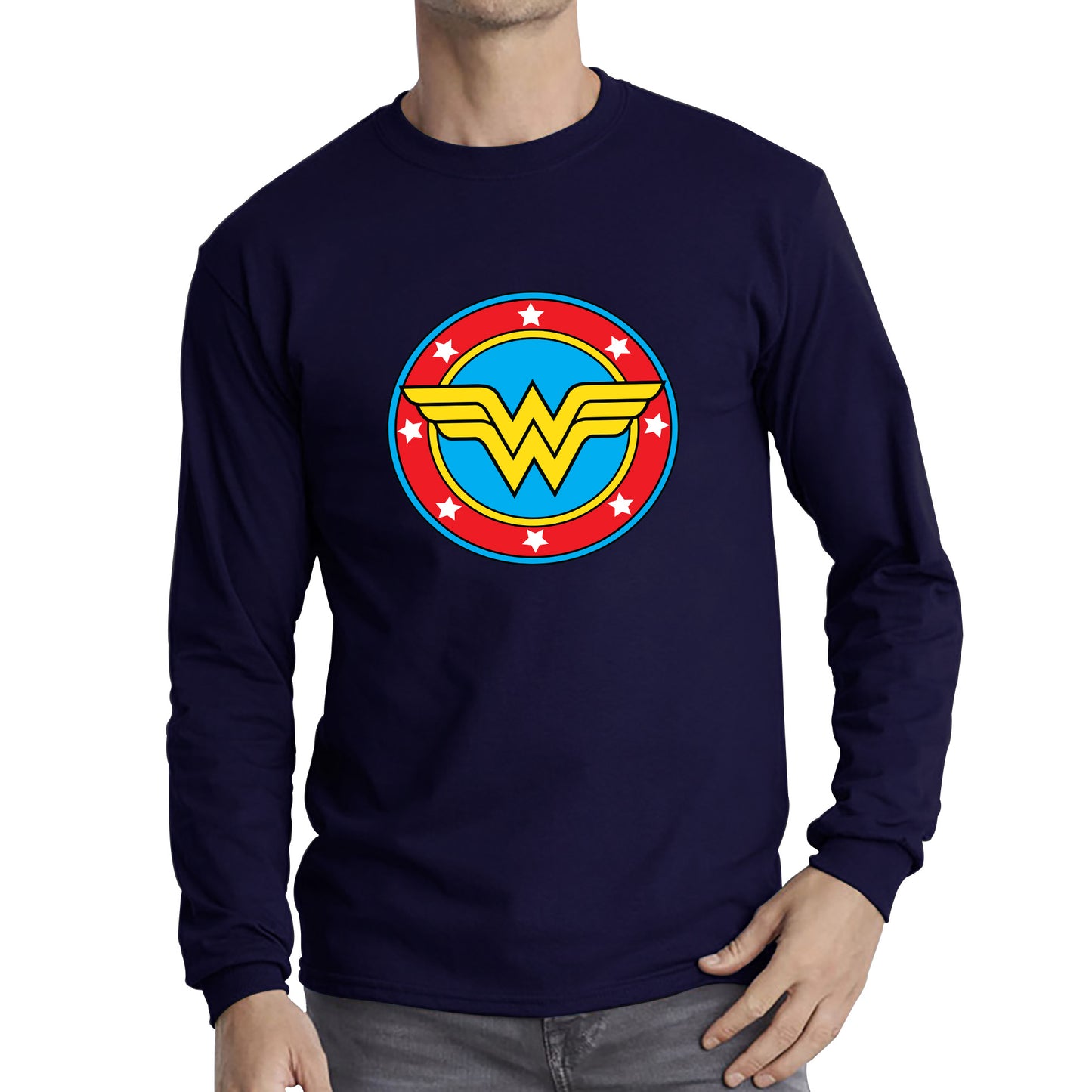 Wonder Woman Shield Logo Superhero Wonder Girl Comic Book Character Super Woman Long Sleeve T Shirt