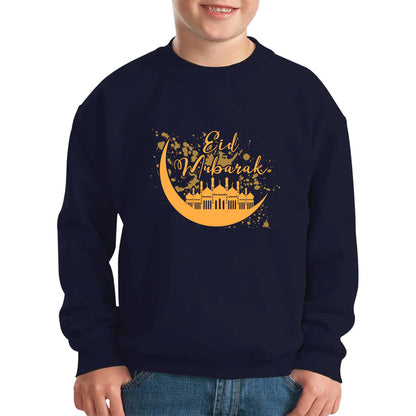 Eid Mubarak Crescent Moon Muslims Religious Islamic Mosque Holy Month Blessed Eid Festival Kids Jumper