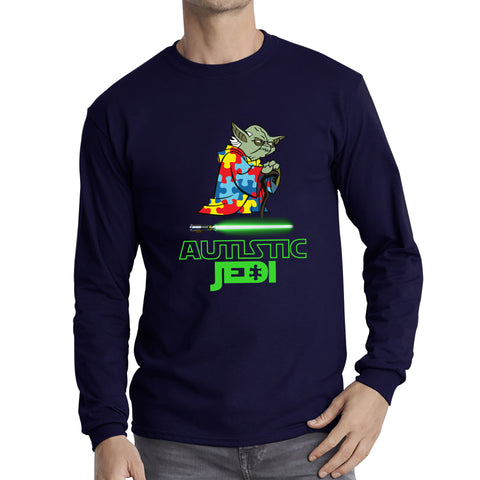 Autistic Jedi Old Yoda Star Wars Autism Awareness Star Wars Day 46th Anniversary Green Humanoid Alien Long Sleeve T Shirt