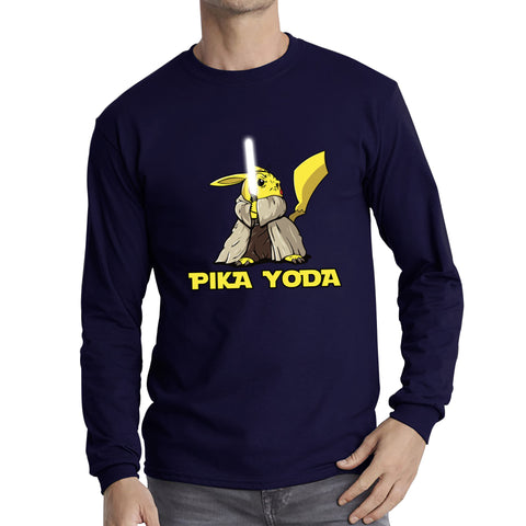Pika Yoda Pikachu As Master Yoda Jedi Pokémon Star Wars Parody Jedi Pika Star Wars Day 46th Anniversary Long Sleeve T Shirt