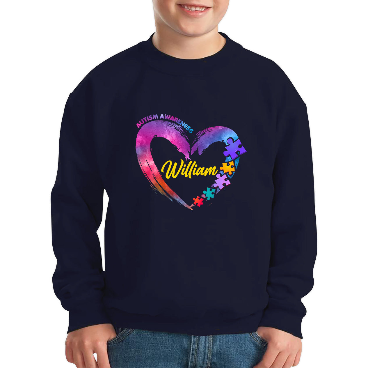 Personalised Autism Awareness Puzzle Pieces Your Name Autism Support Autistic Pride Autism Warrior Kids Jumper
