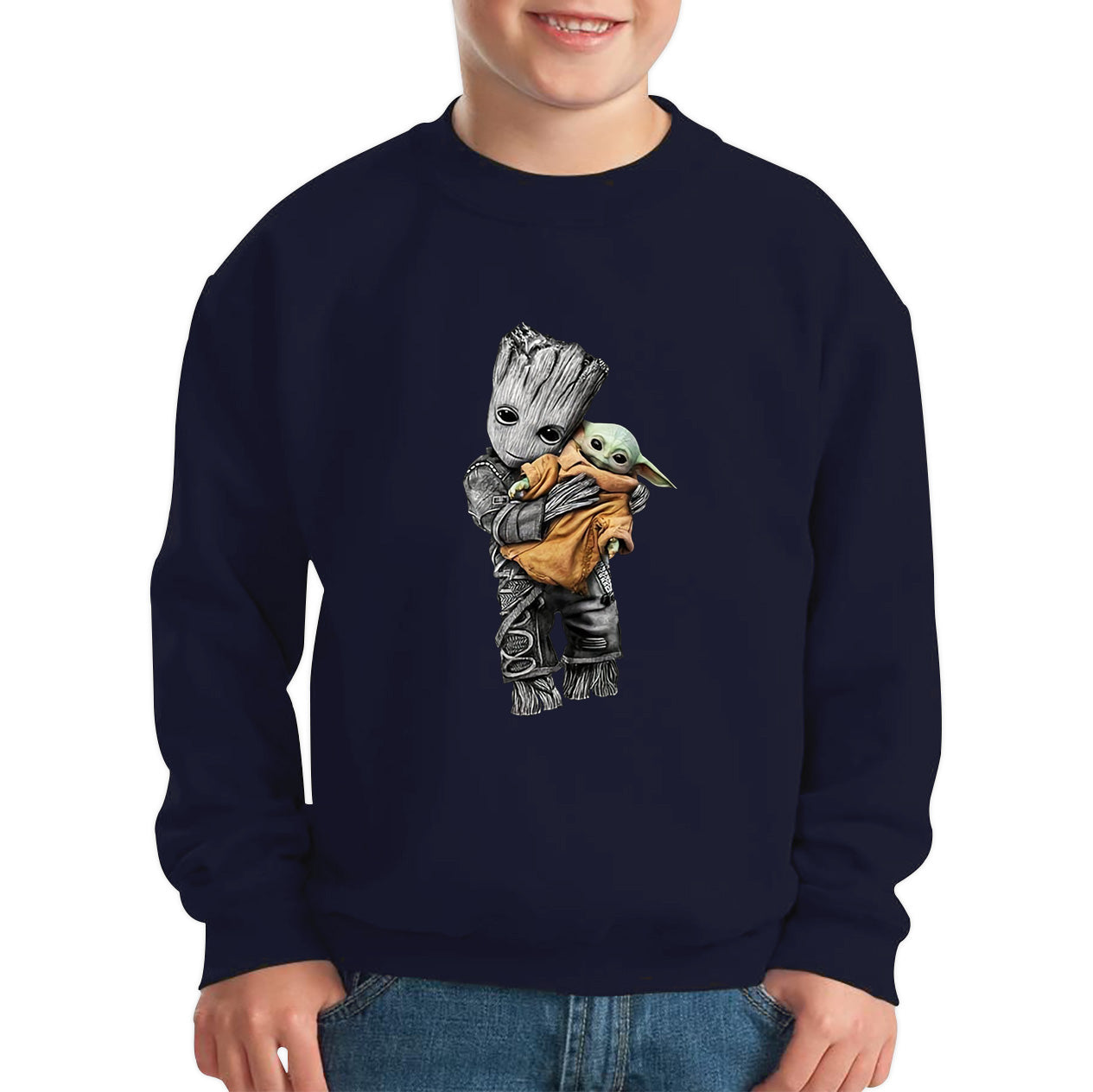 Baby Groot Holding Baby Yoda Avengers Hero Star Avenger Jedi Wars Star Wars Day 46th Anniversary Kids Jumper