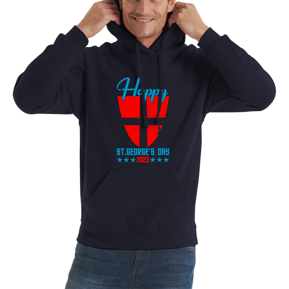 Happy St George's Day 2023 Saint George Cross Shield England Flag Religious Warriors St George Day Unisex Hoodie