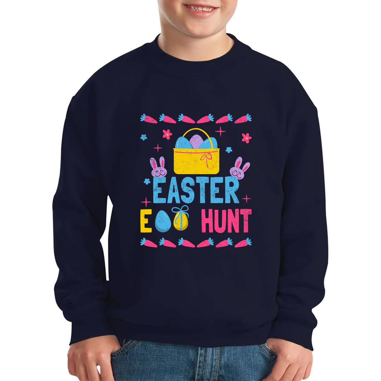 Easter Egg Hunt Hunting Squad Religious Christian Easter Egg Hunt Season Hunting Crew Egg Bucket Easter Bunny Kids Jumper
