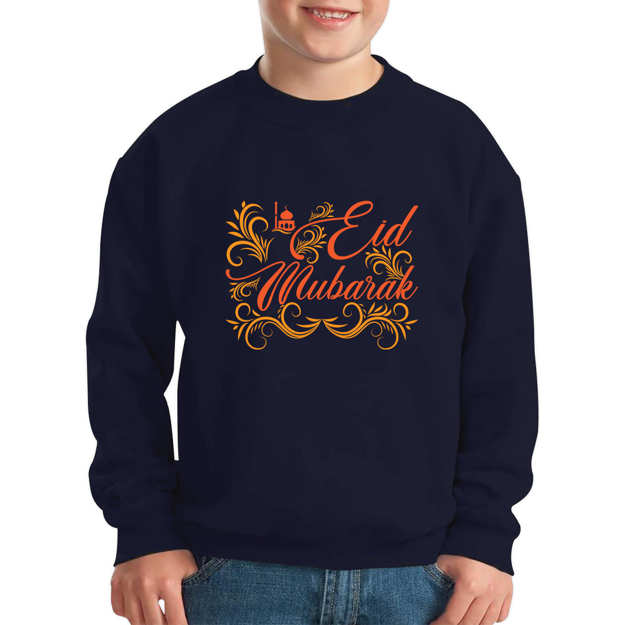 Happy Eid Mubarak Muslims Festival Islamic Religious Fasting Month Celebration Holy Month Kids Jumper