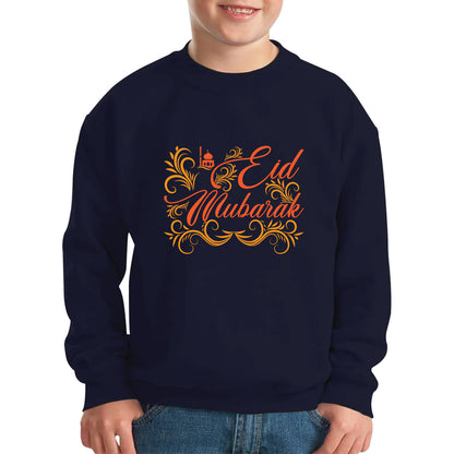 Happy Eid Mubarak Muslims Festival Islamic Religious Fasting Month Celebration Holy Month Kids Jumper