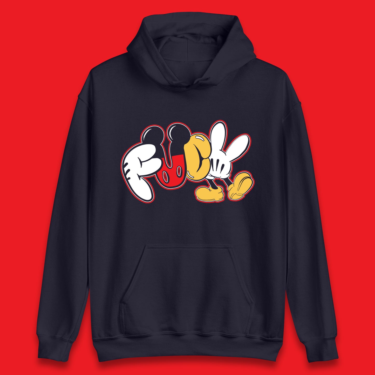 Disney Mickey Mouse Fuck Sarcastic Rude Offensive Humor Funny Cartoon Joke Unisex Hoodie