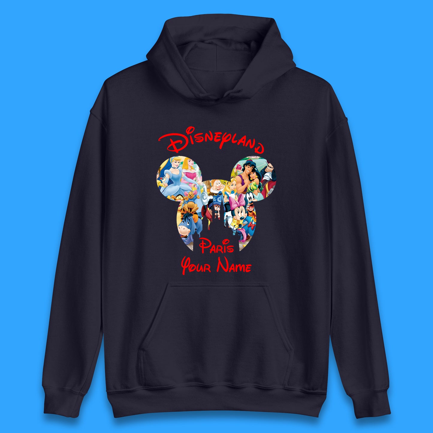 Personalised Disney Land Paris Mickey Minnie Mouse All Disney Characters Cartoons Magical Kingdom Disney Castle Disneyland Vacation Trip Unisex Hoodie