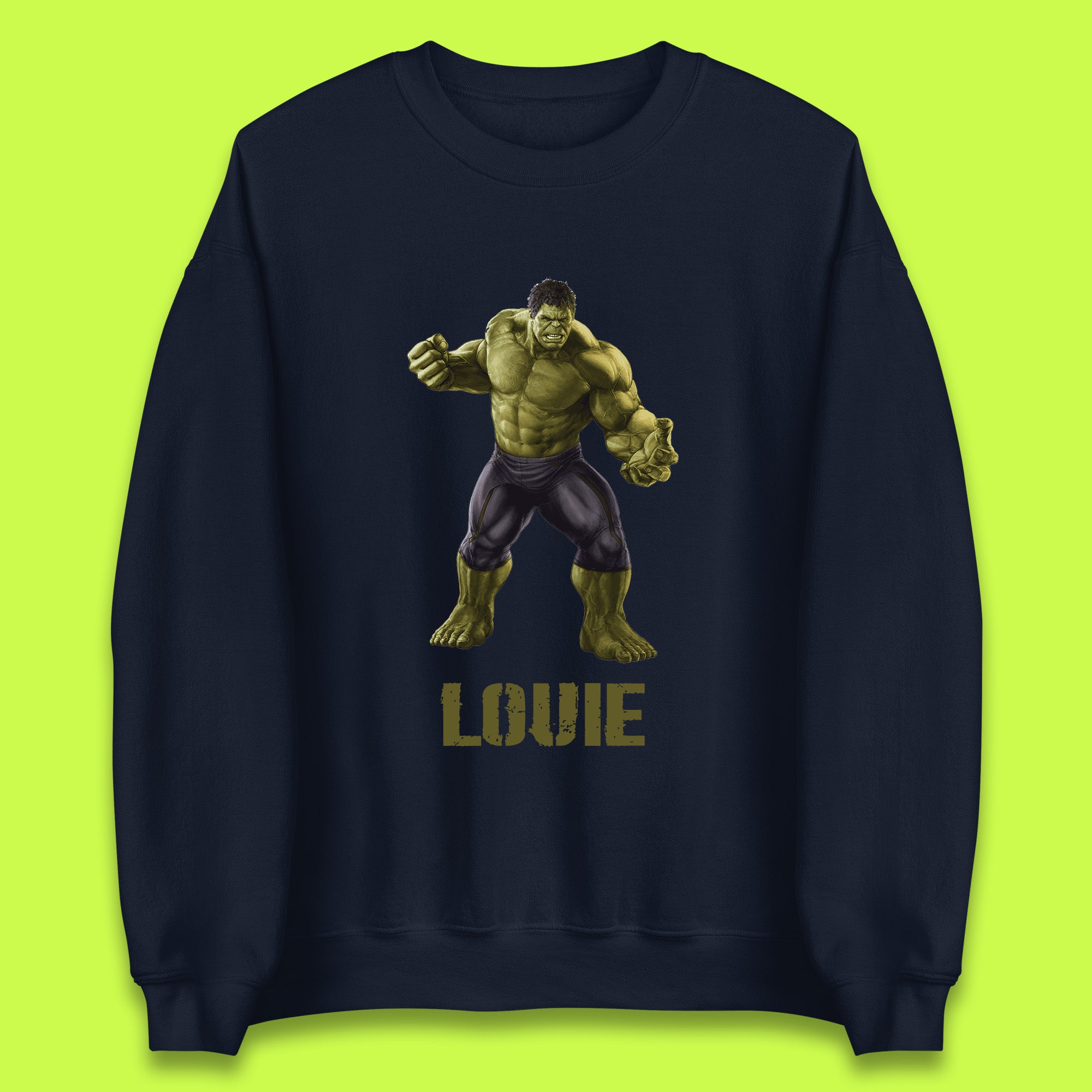 Personalised Marvel’s The Incredible Hulk Your Name Marvel Avengers Hulk Giant Man Angry Hulk Superhero  Unisex Sweatshirt