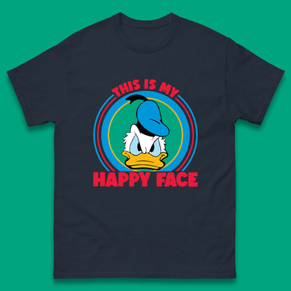 This Is My Happy Face Donald Duck Funny Animated Cartoon Character Angry Duck Disneyland Trip Disney Vacations Mens Tee Top