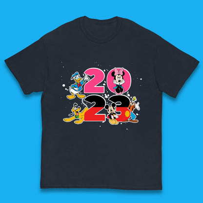 Disney Trip 2023 Disney Club Mickey Mouse Minnie Mouse Donald Duck Pluto Goofy Cartoon Characters Disney Vacation Kids T Shirt