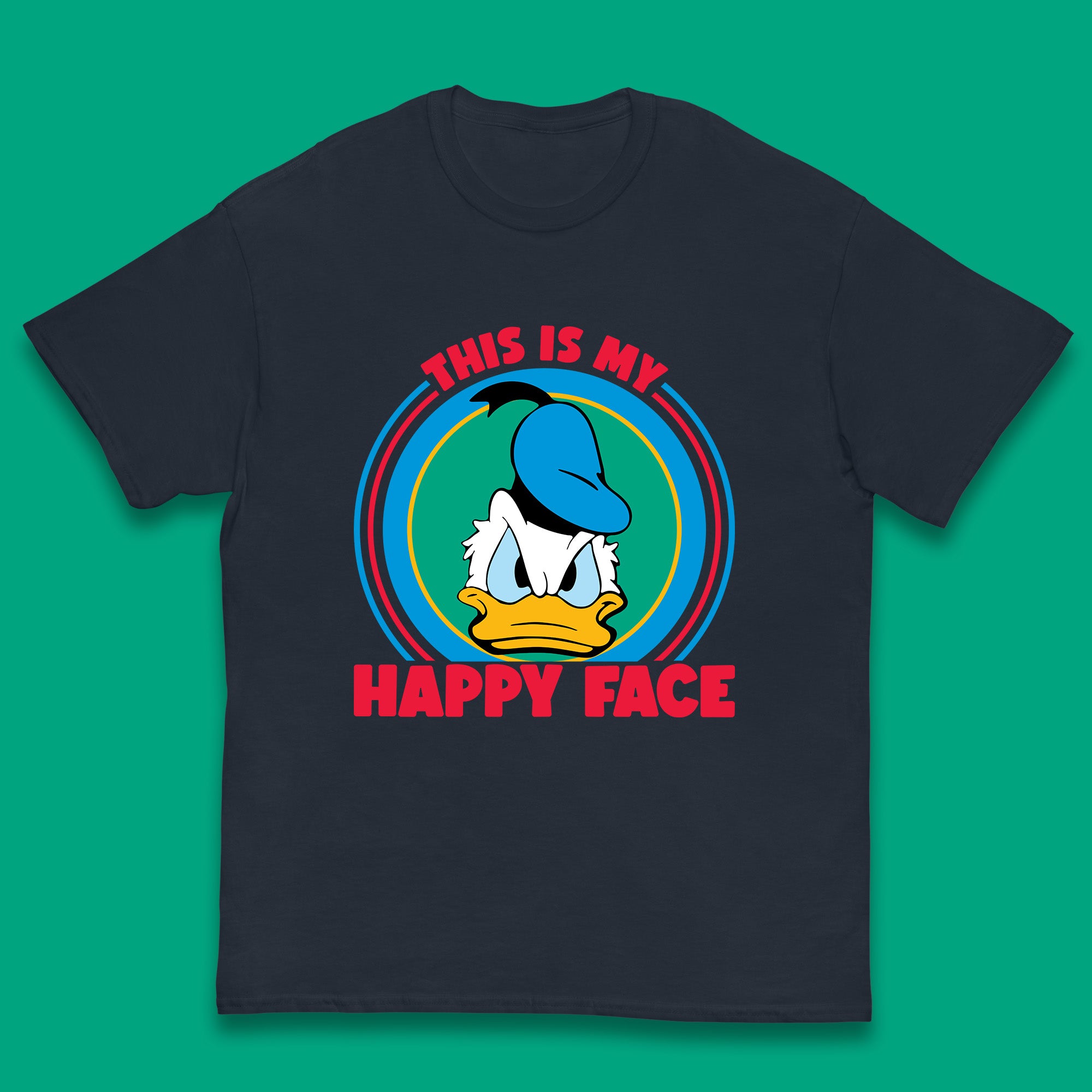 This Is My Happy Face Donald Duck Funny Animated Cartoon Character Angry Duck Disneyland Trip Disney Vacations Kids T Shirt