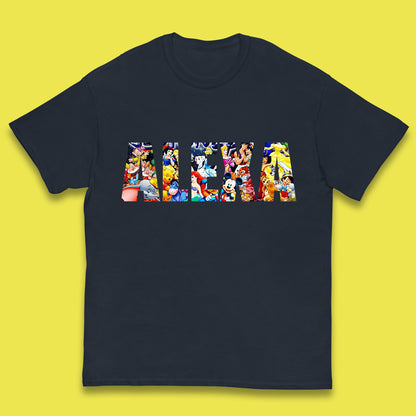 Personalised All Disney Fictional Characters Disney Family Animated Cartoons Movies Characters Disney World Kids T Shirt