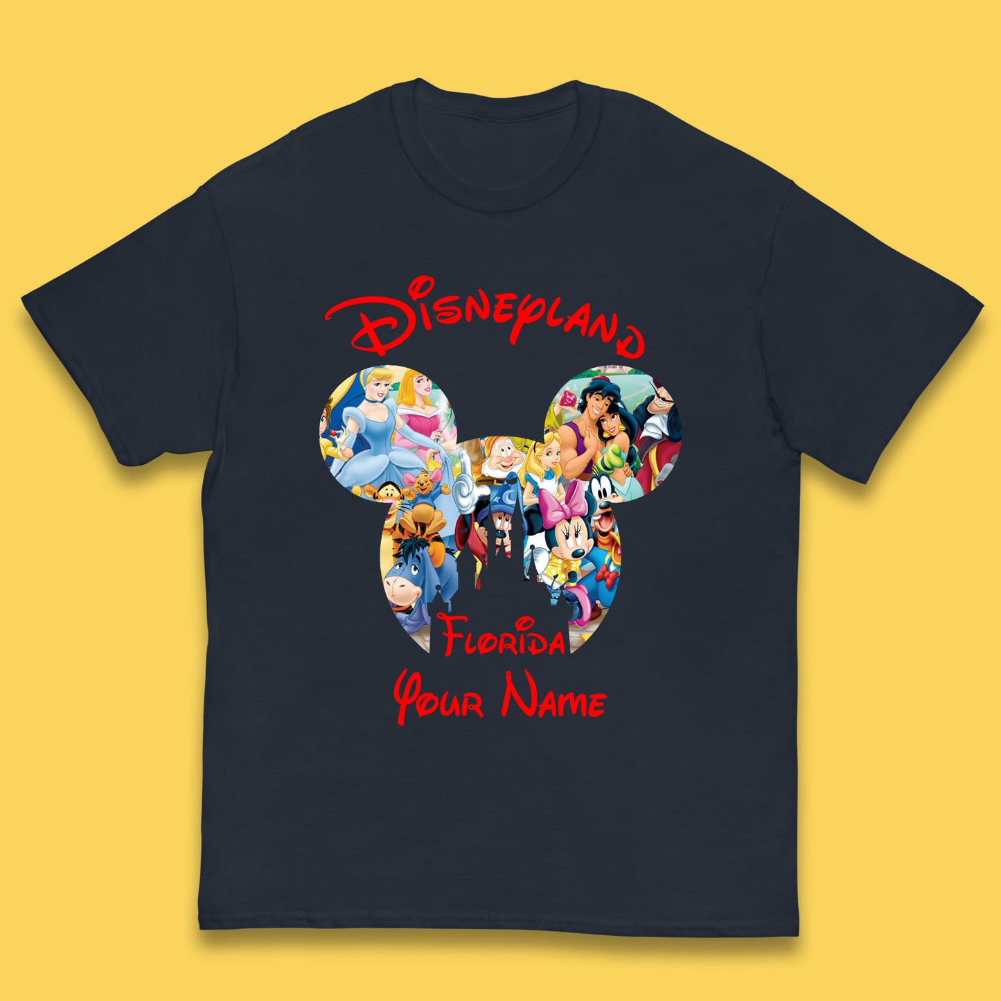 Personalised Disney Land Florida Mickey Minnie Mouse All Disney Characters Cartoons Magical Kingdom Disney Castle Disneyland Vacation Trip Kids T Shirt
