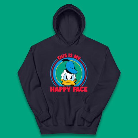 This Is My Happy Face Donald Duck Funny Animated Cartoon Character Angry Duck Disneyland Trip Disney Vacations Kids Hoodie