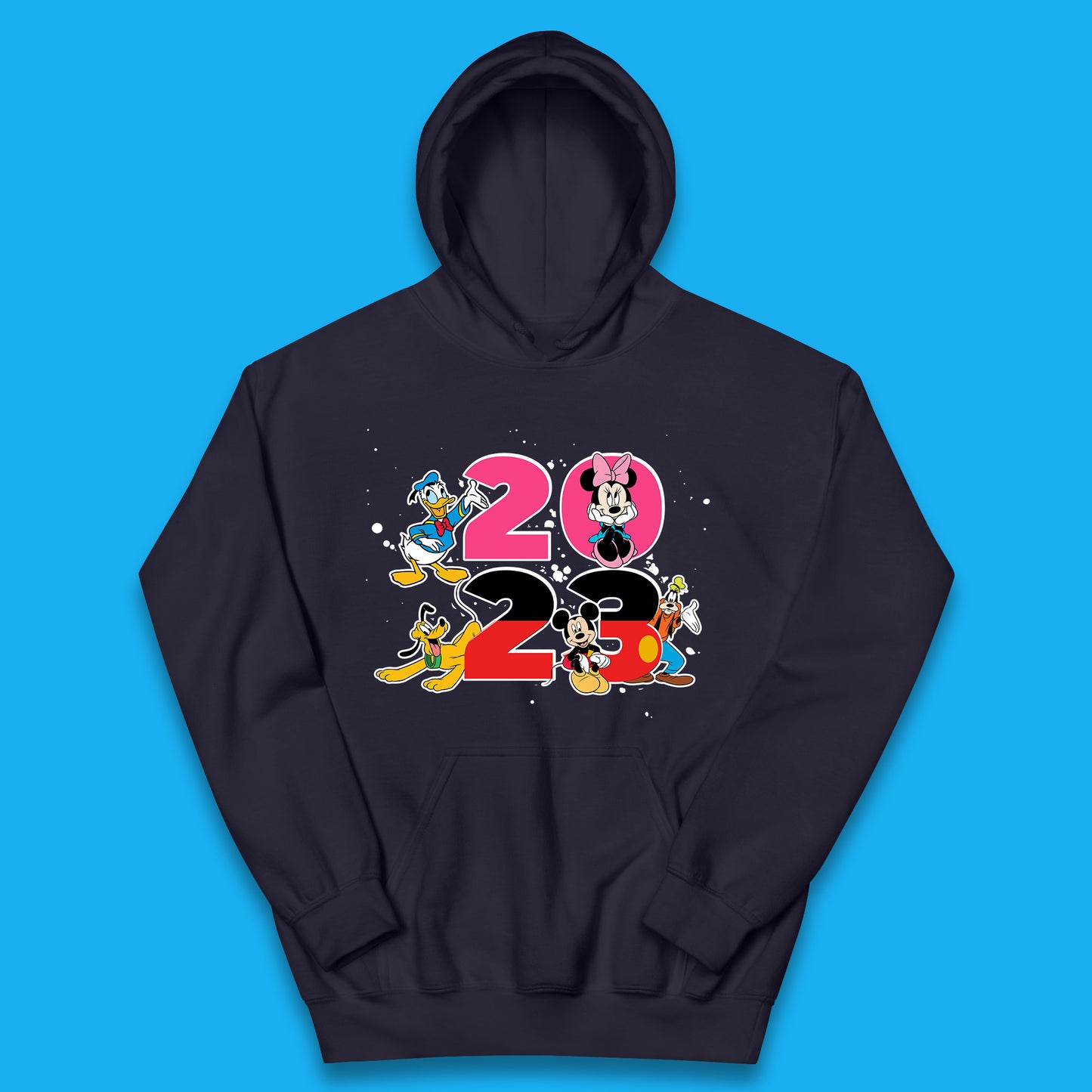 Disney Trip 2023 Disney Club Mickey Mouse Minnie Mouse Donald Duck Pluto Goofy Cartoon Characters Disney Vacation Kids Hoodie