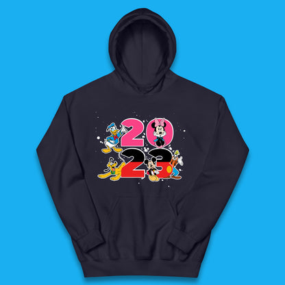 Disney Trip 2023 Disney Club Mickey Mouse Minnie Mouse Donald Duck Pluto Goofy Cartoon Characters Disney Vacation Kids Hoodie