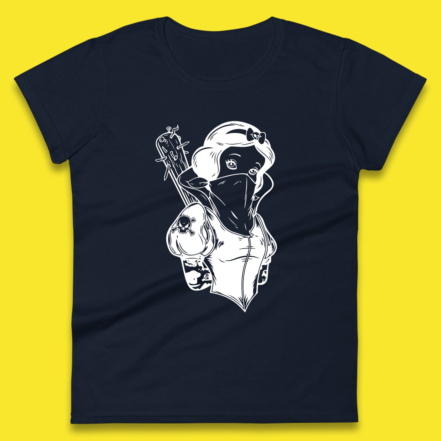 Not So Snow White Twisted Rock Parody Disney Princess Gangster Skull Tattoo Punk Princess Tattooed Emo Alice In A Jack Womens Tee Top