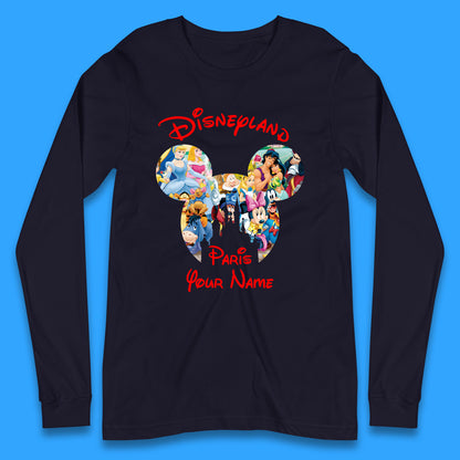 Personalised Disney Land Paris Mickey Minnie Mouse All Disney Characters Cartoons Magical Kingdom Disney Castle Disneyland Vacation Trip Long Sleeve T Shirt