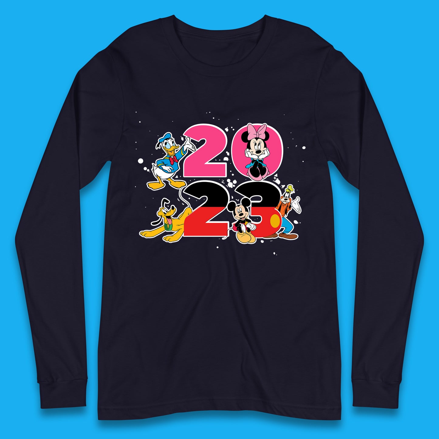 Disney Trip 2023 Disney Club Mickey Mouse Minnie Mouse Donald Duck Pluto Goofy Cartoon Characters Disney Vacation Long Sleeve T Shirt