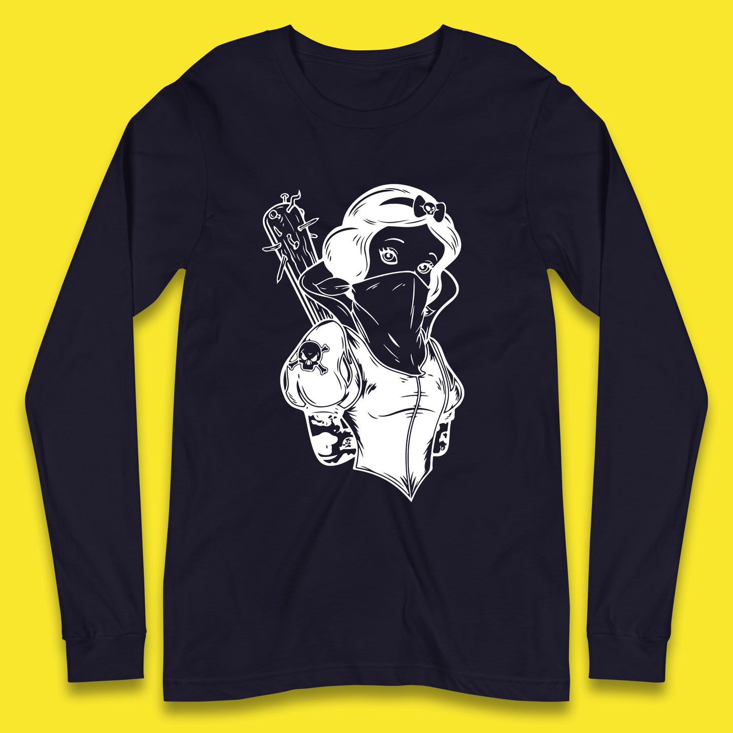 Not So Snow White Twisted Rock Parody Disney Princess Gangster Skull Tattoo Punk Princess Tattooed Emo Alice In A Jack Long Sleeve T Shirt