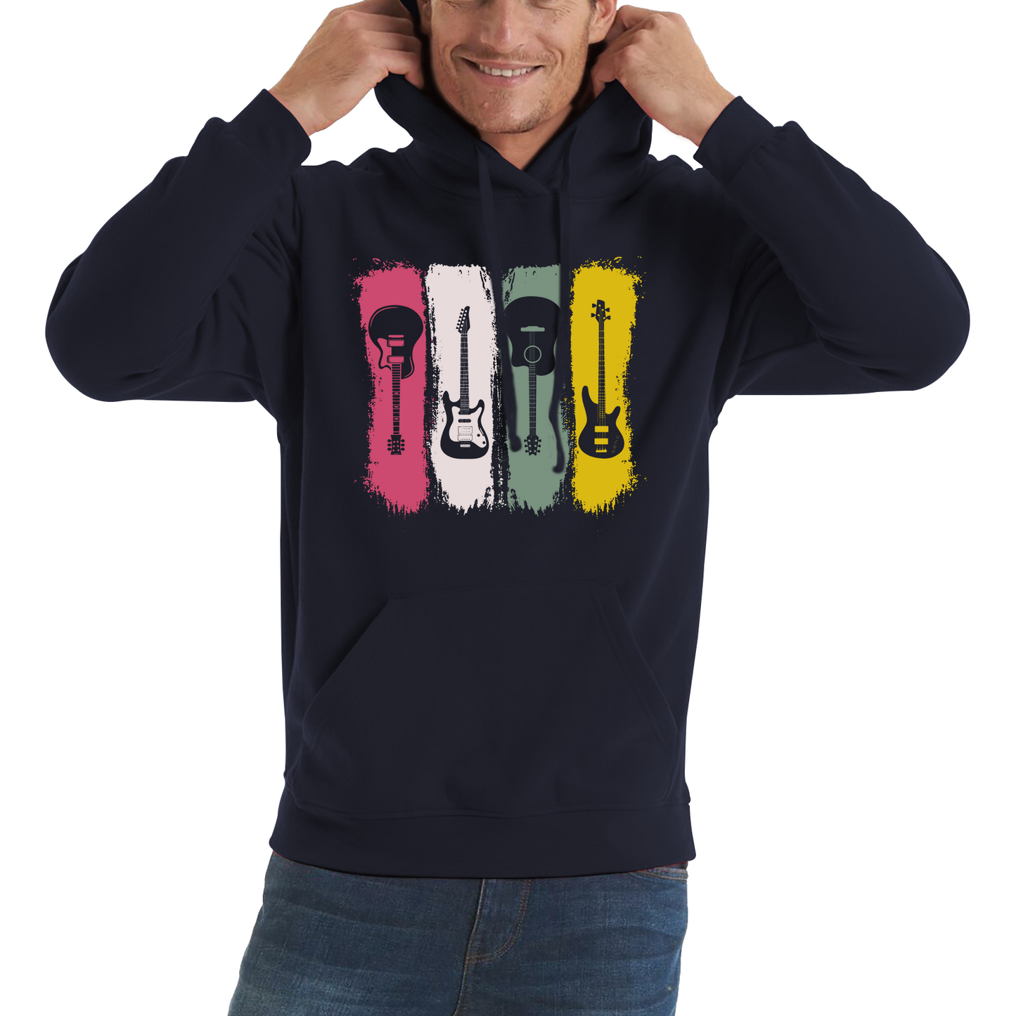 Vintage Guitars Musician Music Guitar Lover Classical Acoustic-Electric Guitarist Unisex Hoodie