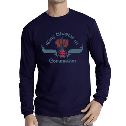King Charles III Coronation Royal Crown CR III His Majesty Union Jack God Save The King Uk Flag Long Sleeve T Shirt