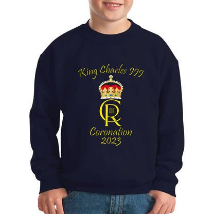 King Charles III Coronation 2023 Royal Crown Royal Cypher God Save The King Union Jack Kids Jumper