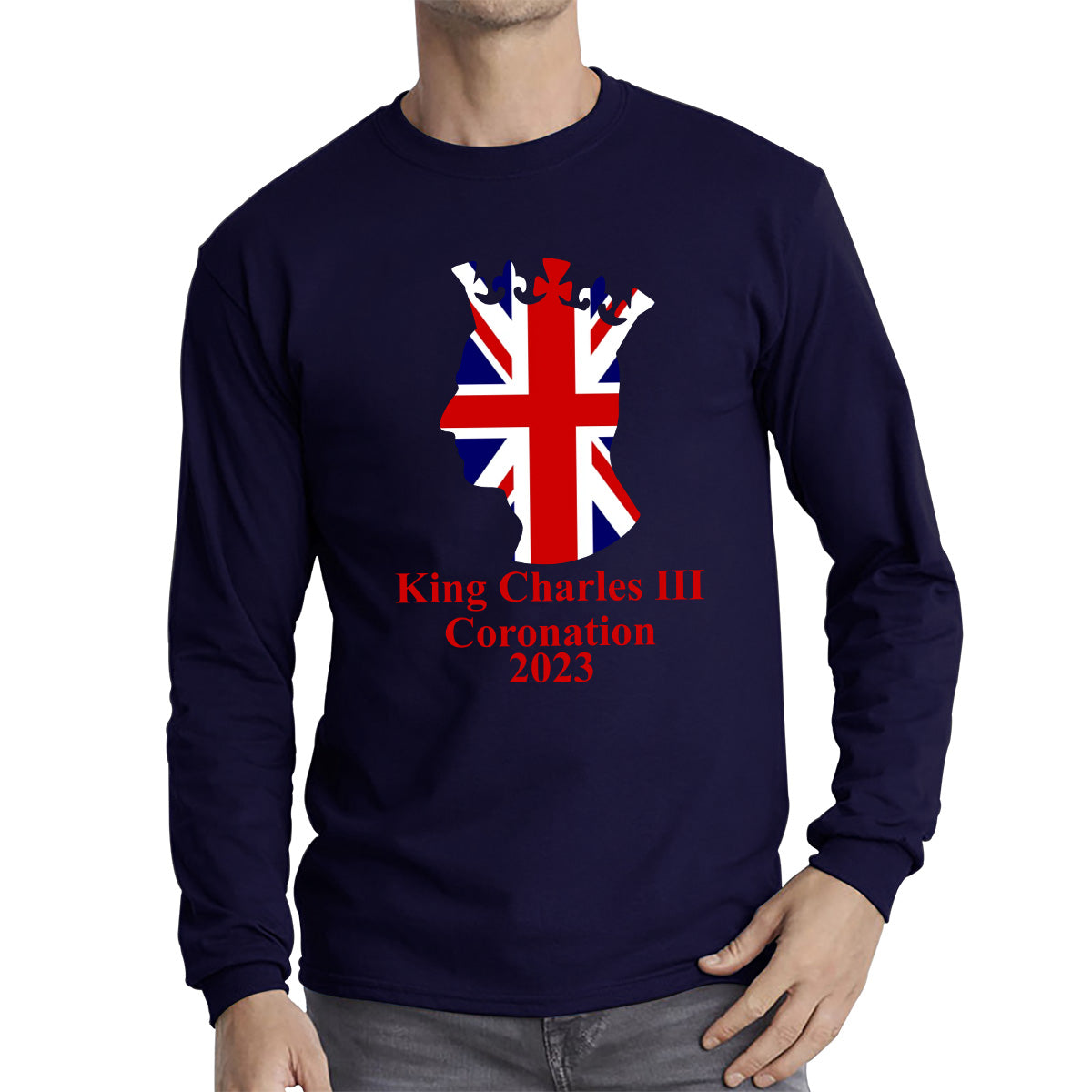 King Charles III Coronation 2023 United Kingdom King of England Royal Crown CR III His Majesty Long Sleeve T Shirt