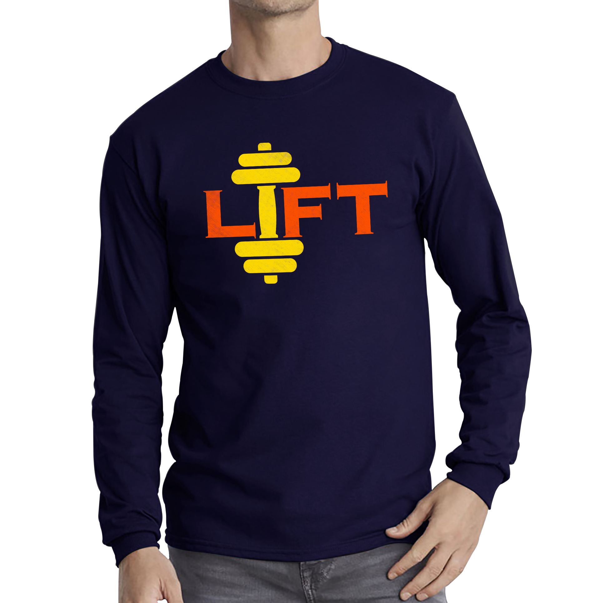 Lift Gym Training Workout Exercise Weight Lifting Dumbells Fitness Bodybuilding Long Sleeve T Shirt