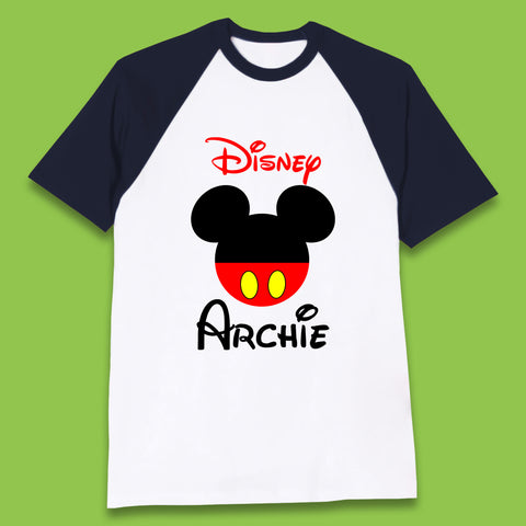 Personalised Disney Mickey Mouse Minnie Mouse Head Your Name Cute Character Disney World  Baseball T Shirt