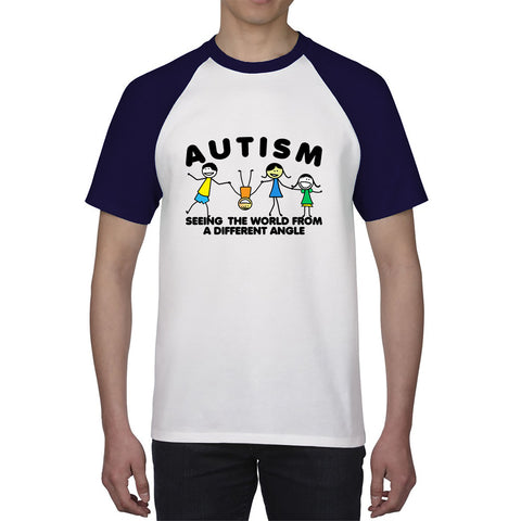 Autism Seeing The World From A Different Angle Autism Awareness Autism Support Autistic Pride Baseball T Shirt