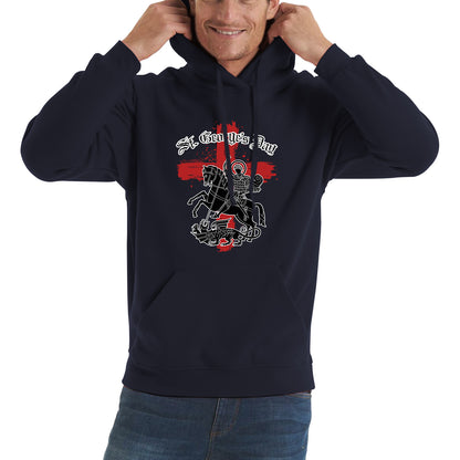 St George's Day Coat Of Arms Of Moscow Heraldic Horseman With A Spear In His Hand Slaying A Zilant Saint George And The Dragon England Flag Unisex Hoodie