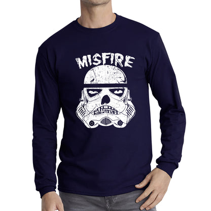 Misfire The Dark Side Made Me Do It Spoof Trooper Armor Helmet Movie Series Long Sleeve T Shirt