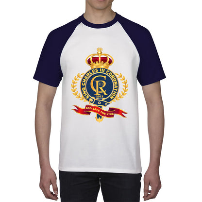 King Charles III Coronation 2023 CR III God Save The King Royal Crown United Kingdom Ruling Monarch Baseball T Shirt