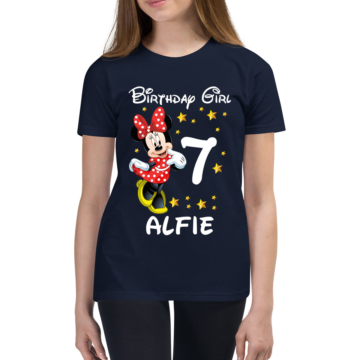 Personalised Happy Birthday Your Name Disney Minnie Mouse Cute Cartoon Character Birthday Party Costume Kids T Shirt