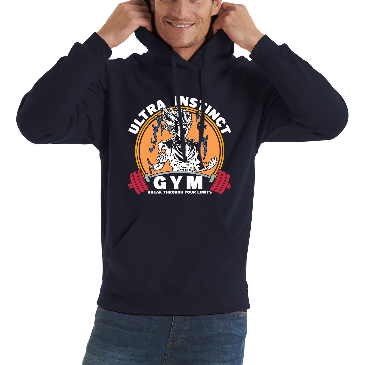 Ultra Instinct Gym Break Through Your Limits Dragon Ball Z Super Saiyan Goku Gym Training Bodybuilding Workout Unisex Hoodie