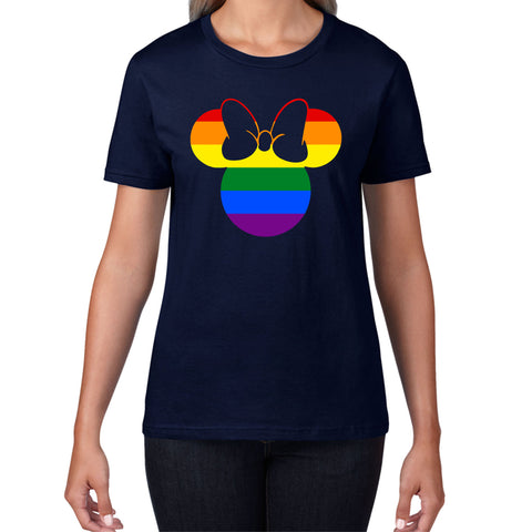 Disney Minnie Mouse Pride Disneyland LGBT Pride Month LGBTQ+ Rainbow Colours Disney World Womens Tee Top