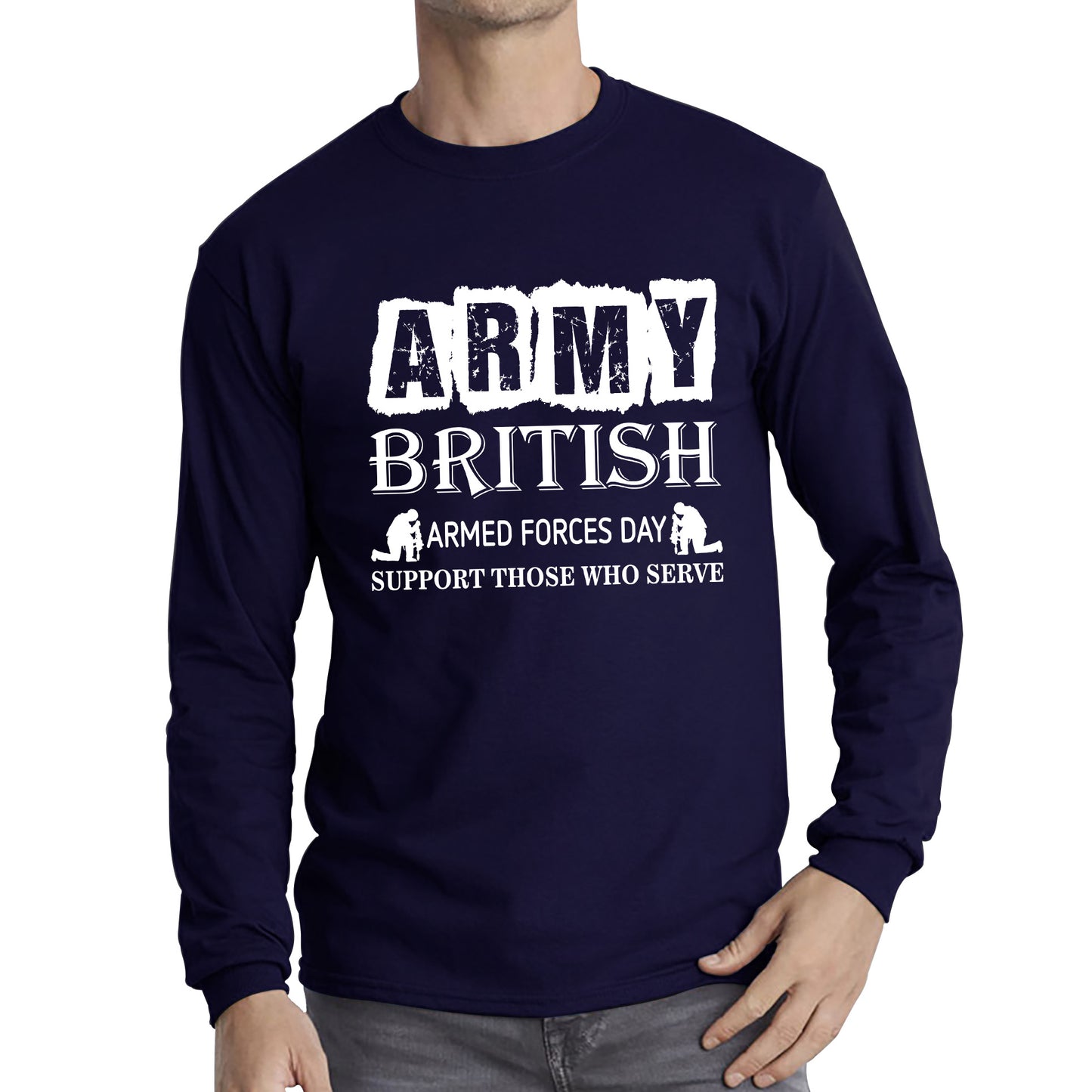 Army British Armed Forces Day Support Those Who Serve Lest We Forget Remembrance Day Veterans Day Poppy Flower Long Sleeve T Shirt